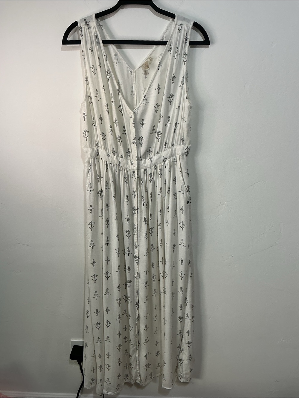 Roxy Cream Maxi Dress with Gray Floral Print Oversized